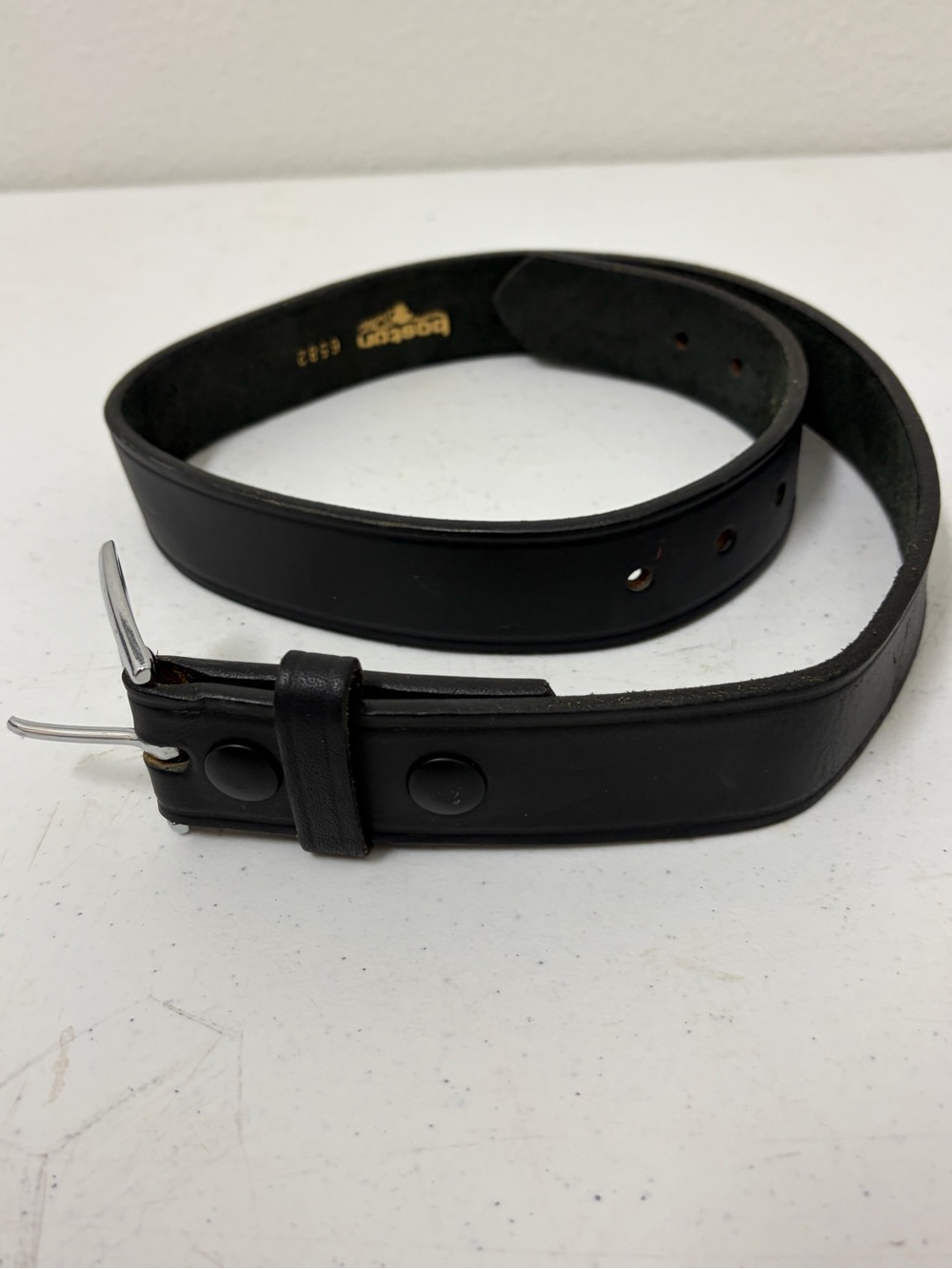 Men’s Boston Black Leather Belt size 32 Heavy Duty Made In U.S.A